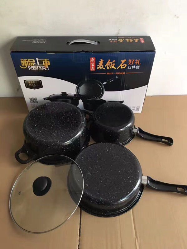Bộ nồi bếp từ phủ vân đá 3 nồi 1 vung