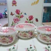 Bôn 3 bát hoa hồng không tai