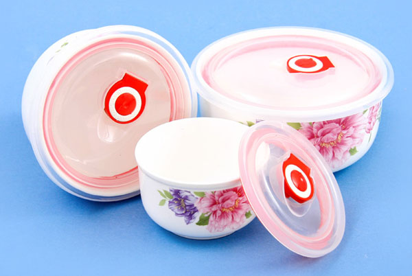 Bán sỉ bộ 3 bát sứ có nắp hút chân không