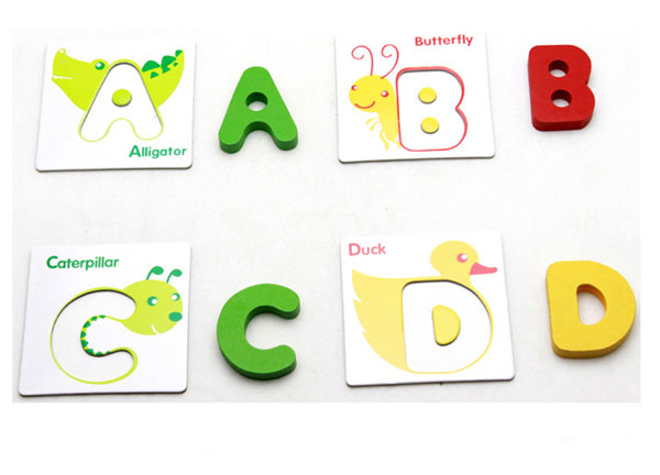 Bộ 26 chữ cái bằng gỗ ghép hình học tiếng anh cho bé