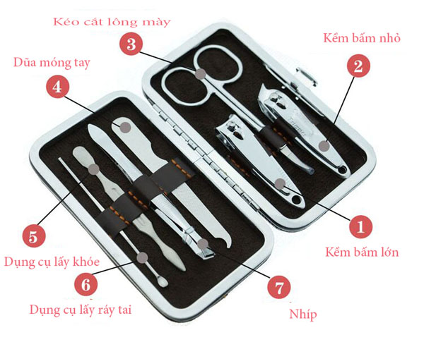 Bán buôn bộ dụng cụ bấm móng tay 7 món