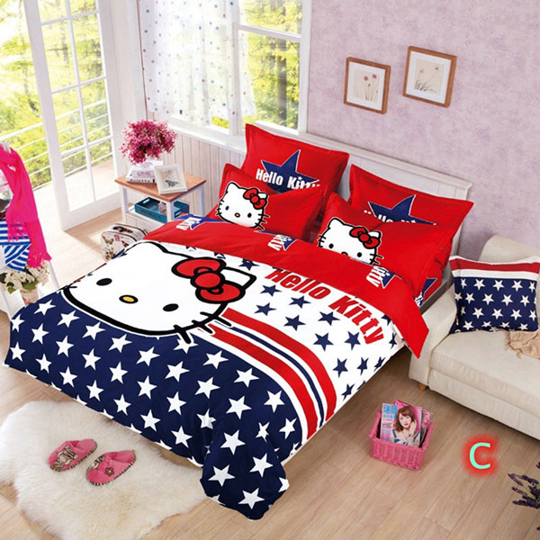 Bán sỉ bộ chăn ga gối cotton poly kitty