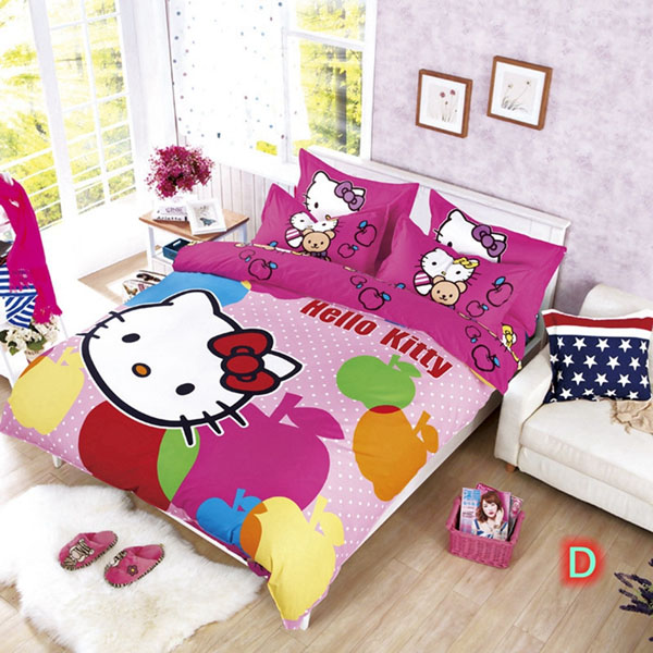 Bộ chăn ga gối cotton poly kitty đáng yêu