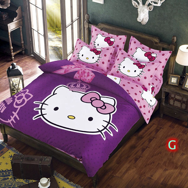 Bộ chăn ga gối cotton poly kitty đáng yêu