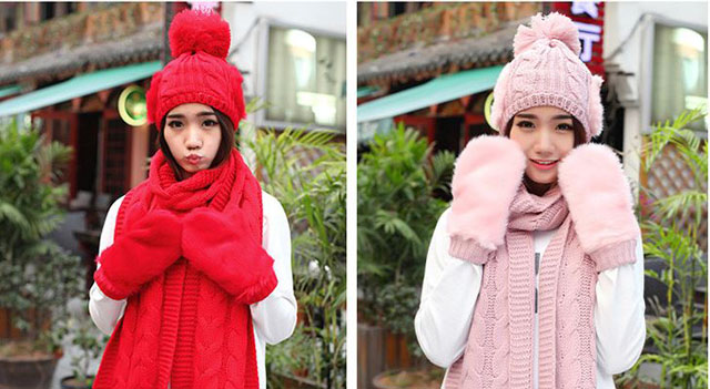 Khăn mũ len dễ thương cho bạn gái