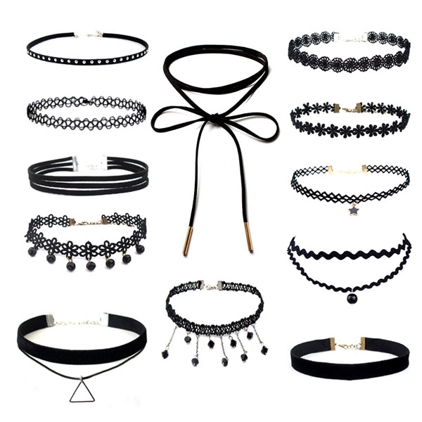 Bộ vòng cổ choker tattoo 12 chiếc thời trang