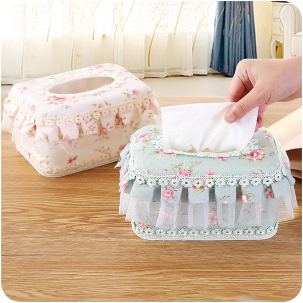Hộp đựng giấy ăn vải ren hoa đẹp