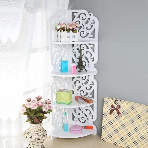 Bán buôn kệ góc 4 tầng hoa văn bằng gỗ