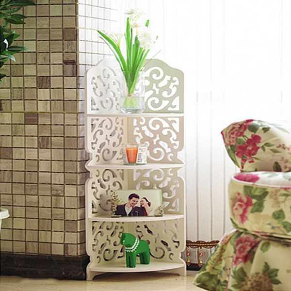 Bán sỉ kệ góc 4 tầng hoa văn bằng gỗ