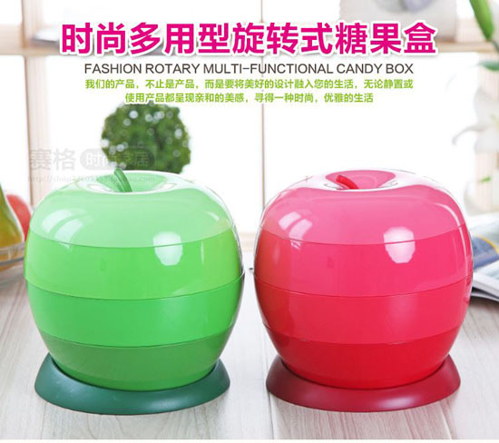 Khay đựng mứt 3 tầng xoay hình quả táo