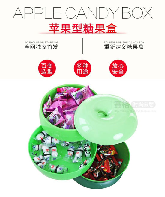 Khay đựng mứt 3 tầng xoay hình quả táo