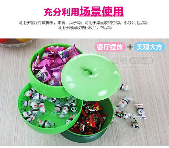 Khay đựng mứt 3 tầng xoay hình quả táo