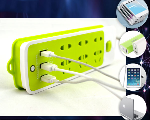 Ổ cắm điện 6 phích cắm 3 cổng usb