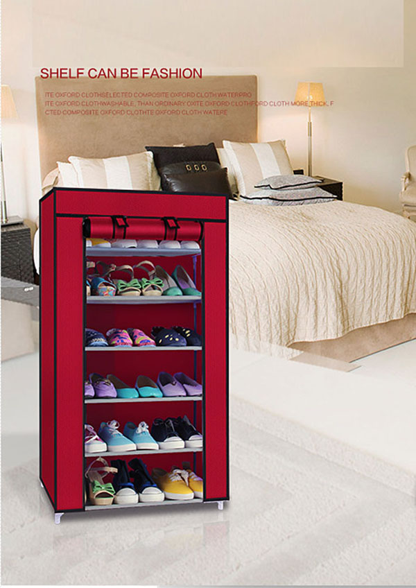 Tủ vải để giày 6 tầng trơn tiện dụng