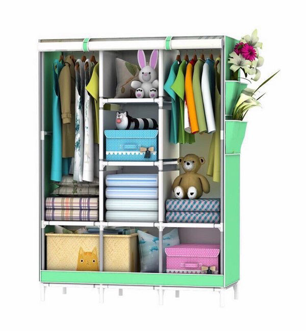 Tủ vải đựng quần áo 3d 3 buồng 8 ngăn mẫu mới